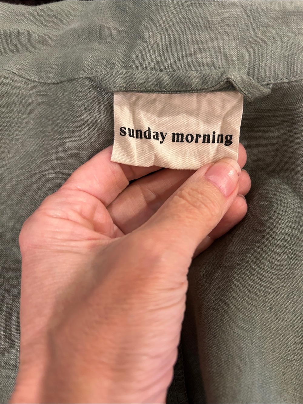 Sunday Morning Sai Full Length 100% French Linen Robe Olive OS - Picture 8 of 9